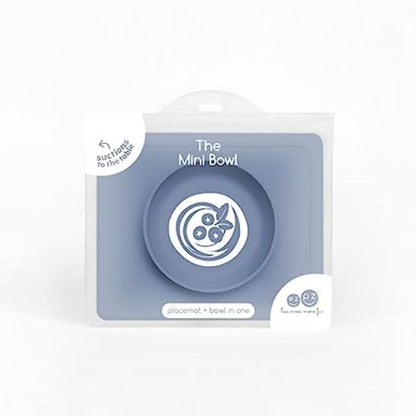 ezpz Mini Bowl (Pewter) - 12 Months+ - 100% Silicone Suction Placemat + Bowl for Toddlers - Comes with a Reusable Travel Bag