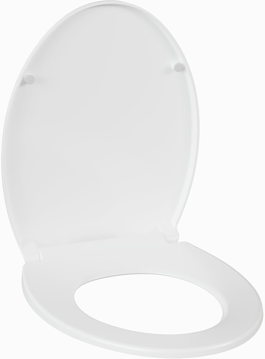 17" White Round Toilet Seat for Adult and Child, Built-In Potty Training Seat with Soft Quiet Close Non-Slip Design, Magnetic Kids Seat and Cover for Round/Oval Toilets, Easy to Install and Clean