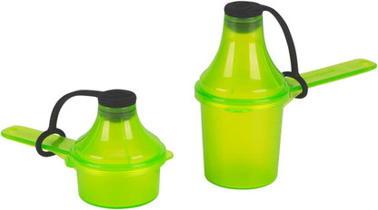 Portable to-Go Scoop, and Funnel System for Pre Workout Supplement Powder, (2 Pack Orange) Spill Proof Container and Dispenser, Gym Shaker Bottle Travel Accessory, The Scoopie (1 TBSP - 2 TBSP)
