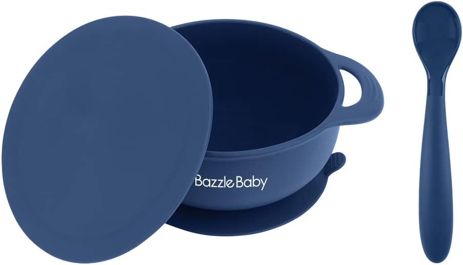 Bazzle Baby Silicone Suction Bowls with Suction Lid and Spoon | 3-piece set | BPA Free Silicone | Perfect for 4-36 Months.