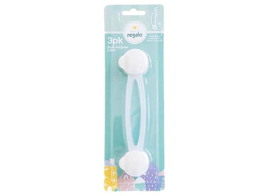 Regalo Safety Multi-Purpose Baby Proofing Latch, Child Proof Cabinet & Fridge Lock with 3M Adhesive Stickers (3 Pack)