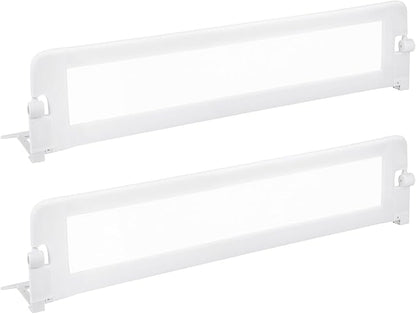 BABY JOY Double Sided Bed Rail Guard, 2 Pack, Extra Long, Swing Down for Convertible Crib, Folding Baby Safety Bedrail for Kids Twin Full Size Queen King Mattress, Rails for Toddlers (White, 71")