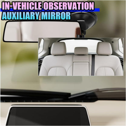 Baby Car Rearview Mirror with Suction Cup, 360 Degrees Wide Angle Automotive HD Glass Convex Mirror, Vehicle Interior Blind Spot Mirrors for RV, SUV, Truck(Rectangular)