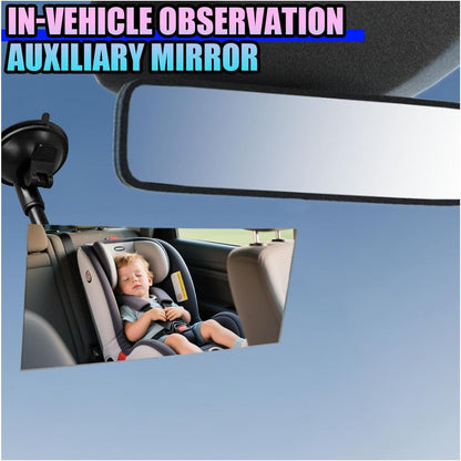 Baby Car Rearview Mirror with Suction Cup, 360 Degrees Wide Angle Automotive HD Glass Convex Mirror, Vehicle Interior Blind Spot Mirrors for RV, SUV, Truck(Rectangular)