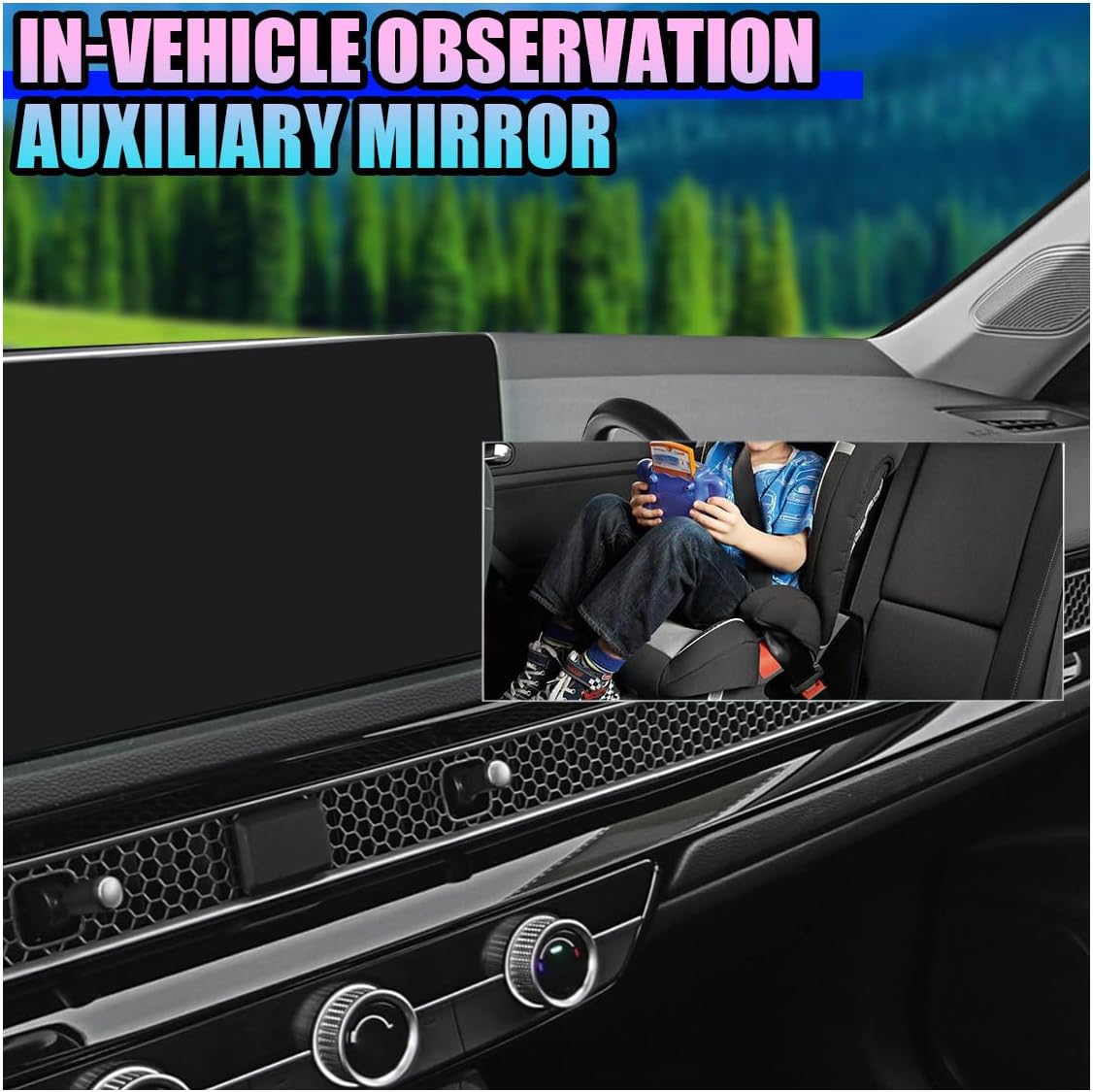 Baby Car Rearview Mirror with Suction Cup, 360 Degrees Wide Angle Automotive HD Glass Convex Mirror, Vehicle Interior Blind Spot Mirrors for RV, SUV, Truck(Rectangular)