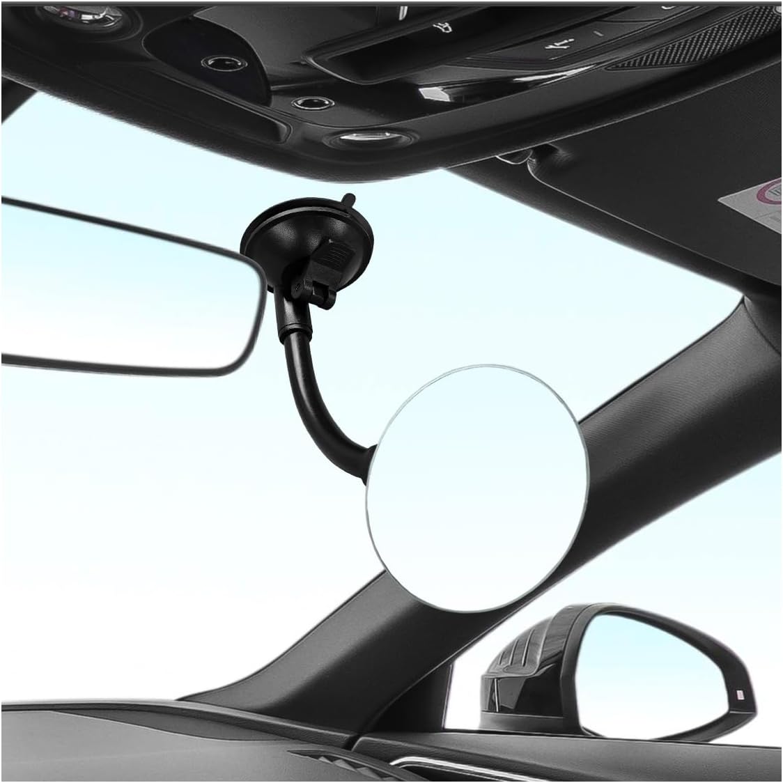 Baby Car Rearview Mirror with Suction Cup, 360 Degrees Wide Angle Automotive HD Glass Convex Mirror, Vehicle Interior Blind Spot Mirrors for RV, SUV, Truck(Rectangular)