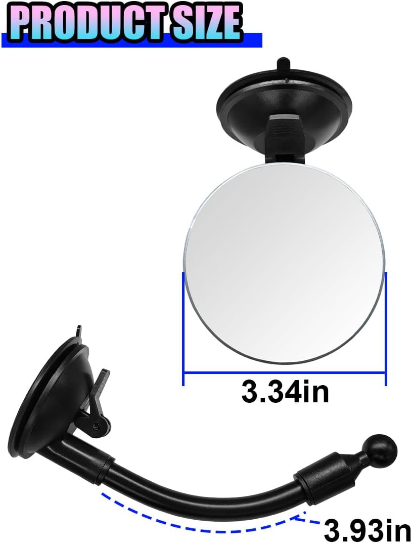 Baby Car Rearview Mirror with Suction Cup, 360 Degrees Wide Angle Automotive HD Glass Convex Mirror, Vehicle Interior Blind Spot Mirrors for RV, SUV, Truck(Rectangular)