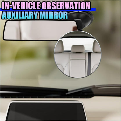 Baby Car Rearview Mirror with Suction Cup, 360 Degrees Wide Angle Automotive HD Glass Convex Mirror, Vehicle Interior Blind Spot Mirrors for RV, SUV, Truck(Rectangular)