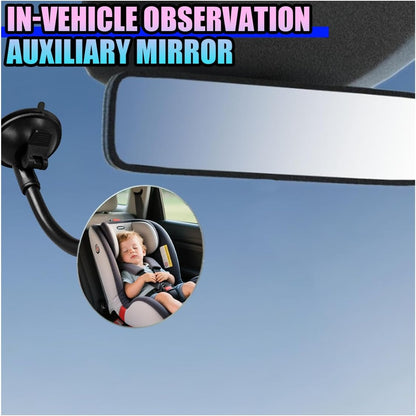 Baby Car Rearview Mirror with Suction Cup, 360 Degrees Wide Angle Automotive HD Glass Convex Mirror, Vehicle Interior Blind Spot Mirrors for RV, SUV, Truck(Rectangular)