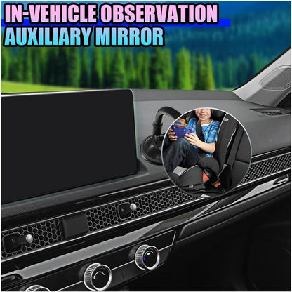Baby Car Rearview Mirror with Suction Cup, 360 Degrees Wide Angle Automotive HD Glass Convex Mirror, Vehicle Interior Blind Spot Mirrors for RV, SUV, Truck(Rectangular)