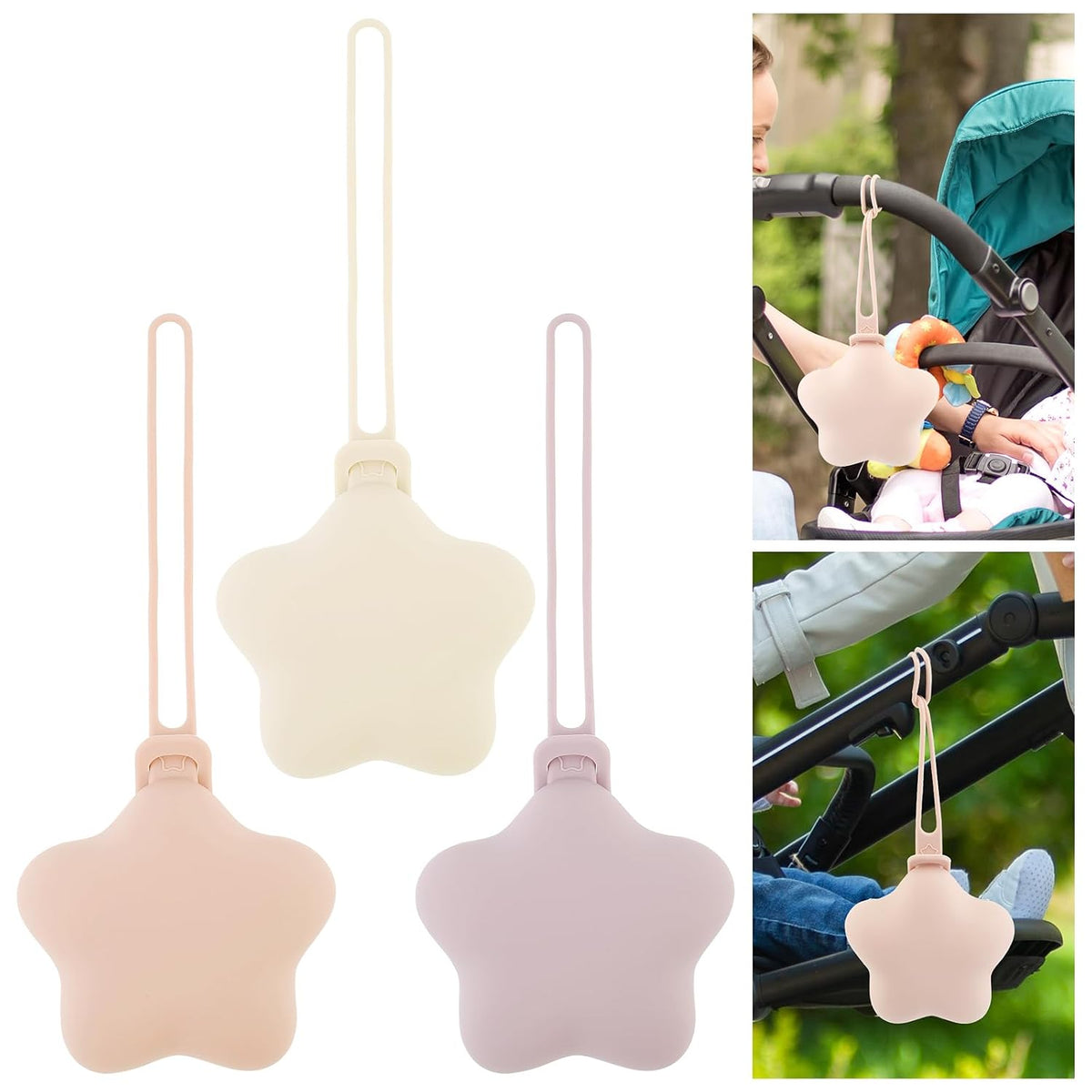 3 Pack Silicone Pacifier Holder Case, Safe and Soft Material, Pacifier Pouch Portable Pacifier Case with Stretchy Lanyard, Protective Pacifier Storage Case for Diaper Bag Stroller Travel
