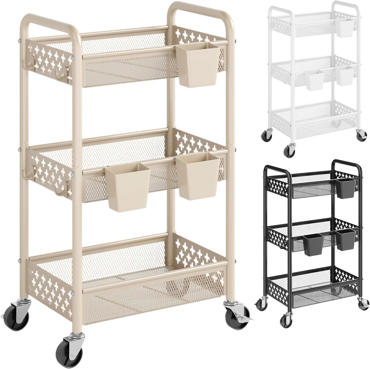 Beige Rolling Cart and Heavy Duty Kitchen Cart