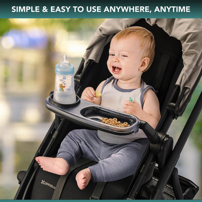 Snack Tray Fits for UPPAbaby Vista V3/Vista V2/Vista/Cruz/Cruz V2/ RumbleSeat/RumbleSeat V2, Updated Snack Tray with Two Snack Compartments & Cup Holder, Quick Attachment, Stroller Accessories