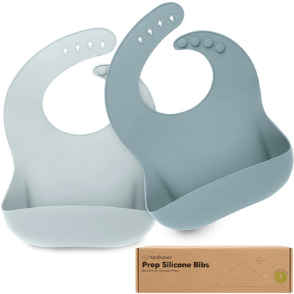 2-Pack Silicone Bibs for Babies, Toddlers Girl, Boy (Slate)
