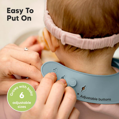 2-Pack Silicone Bibs for Babies, Toddlers Girl, Boy (Slate)