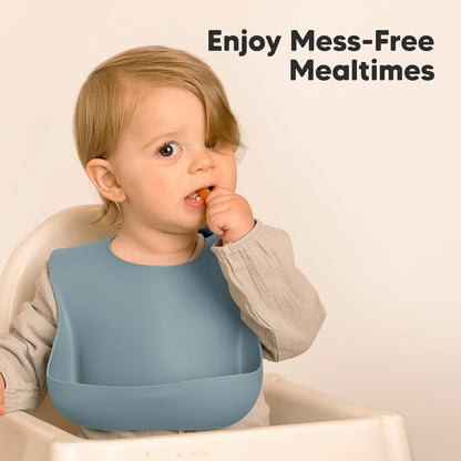 2-Pack Silicone Bibs for Babies, Toddlers Girl, Boy (Slate)
