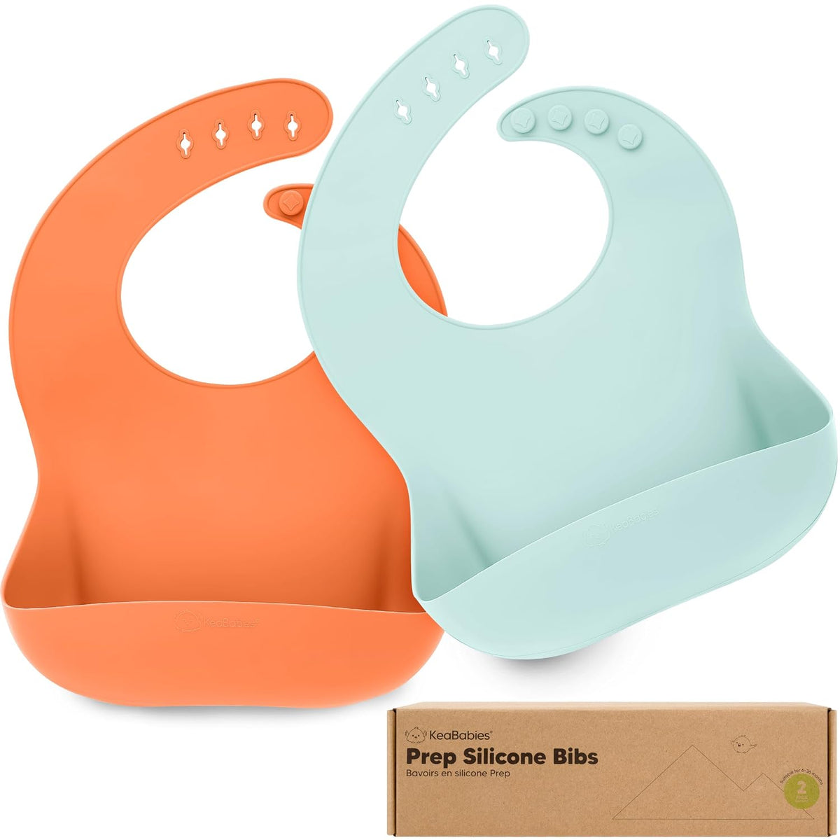 2-Pack Silicone Bibs for Babies, Toddlers Girl, Boy (Slate)