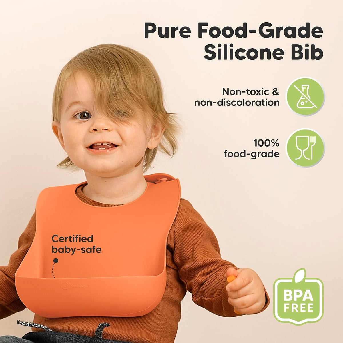 2-Pack Silicone Bibs for Babies, Toddlers Girl, Boy (Slate)
