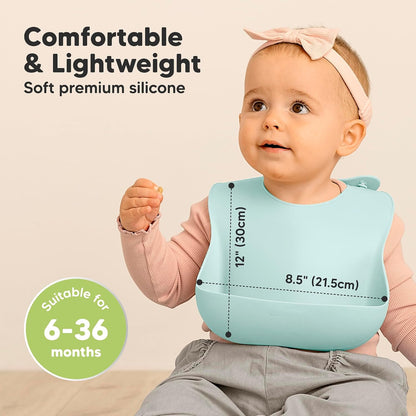 2-Pack Silicone Bibs for Babies, Toddlers Girl, Boy (Slate)