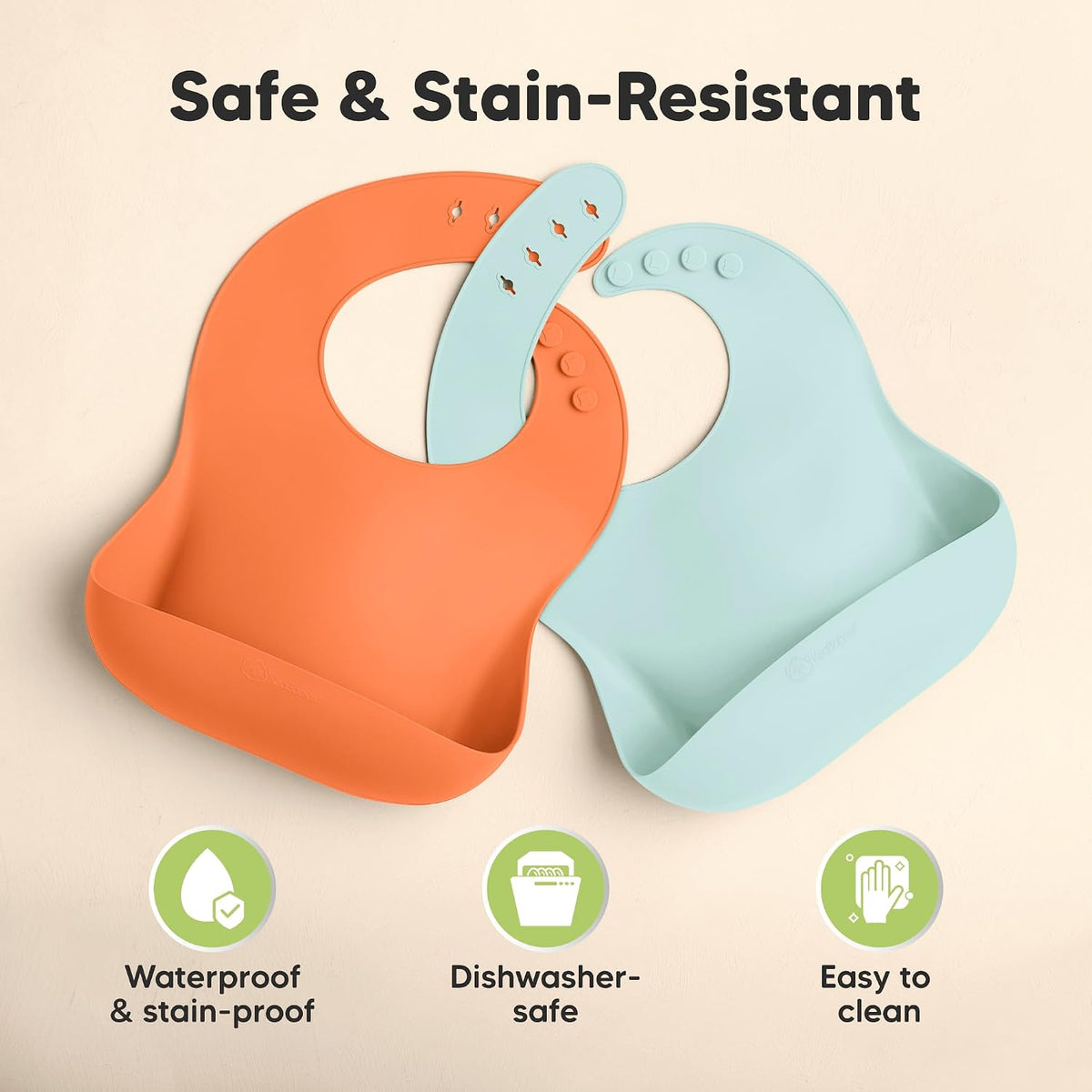 2-Pack Silicone Bibs for Babies, Toddlers Girl, Boy (Slate)