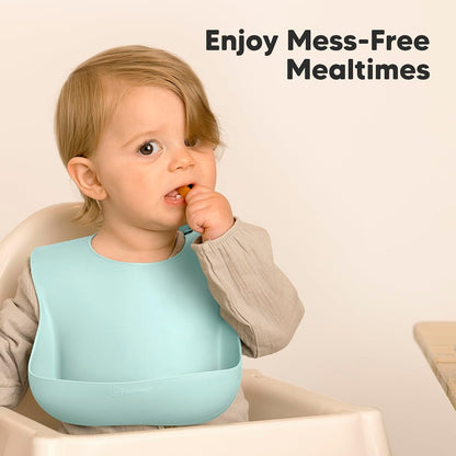 2-Pack Silicone Bibs for Babies, Toddlers Girl, Boy (Slate)