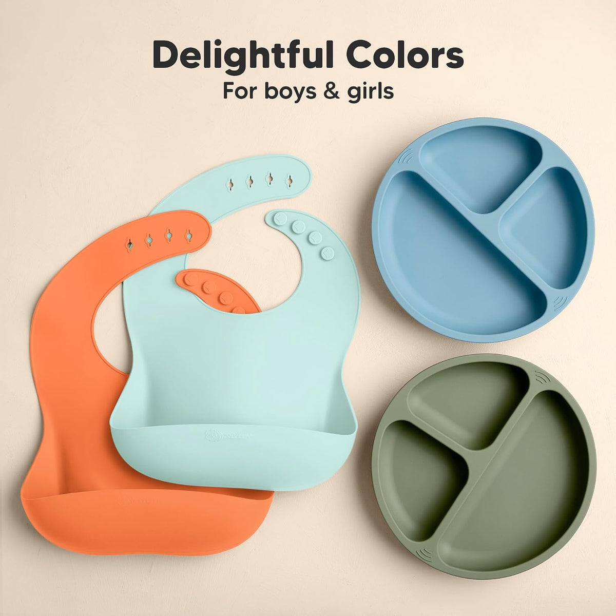 2-Pack Silicone Bibs for Babies, Toddlers Girl, Boy (Slate)