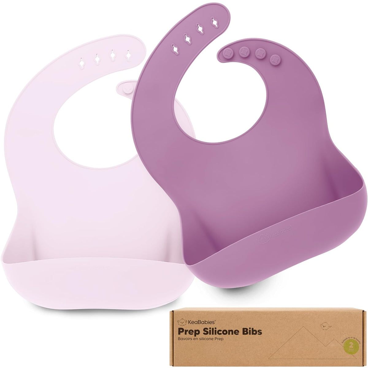 2-Pack Silicone Bibs for Babies, Toddlers Girl, Boy (Slate)