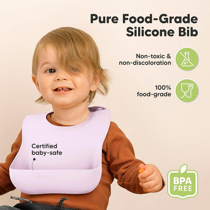 2-Pack Silicone Bibs for Babies, Toddlers Girl, Boy (Slate)