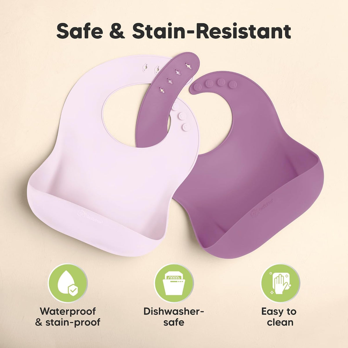 2-Pack Silicone Bibs for Babies, Toddlers Girl, Boy (Slate)