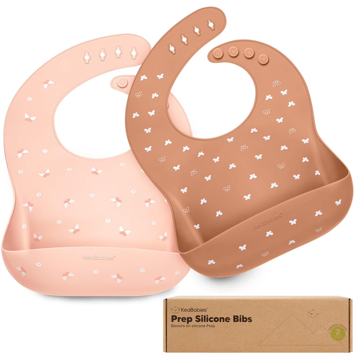 2-Pack Silicone Bibs for Babies, Toddlers Girl, Boy (Slate)