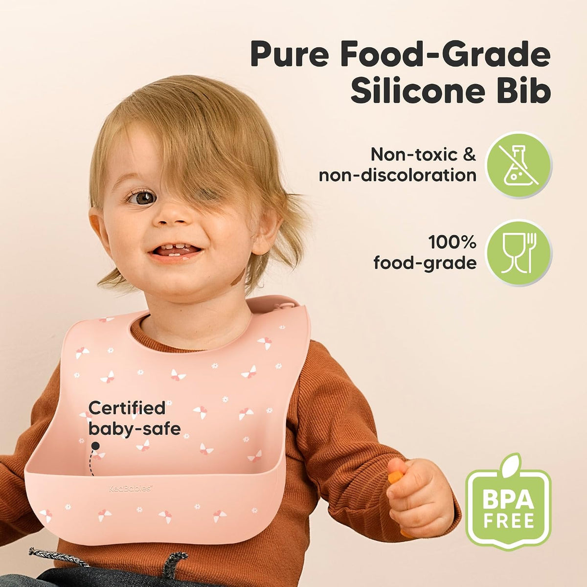 2-Pack Silicone Bibs for Babies, Toddlers Girl, Boy (Slate)