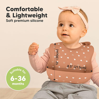 2-Pack Silicone Bibs for Babies, Toddlers Girl, Boy (Slate)