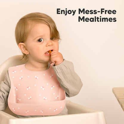 2-Pack Silicone Bibs for Babies, Toddlers Girl, Boy (Slate)