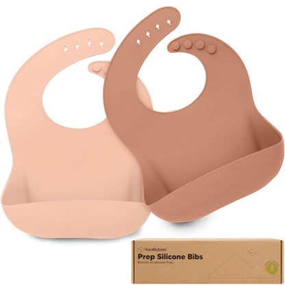 2-Pack Silicone Bibs for Babies, Toddlers Girl, Boy (Slate)