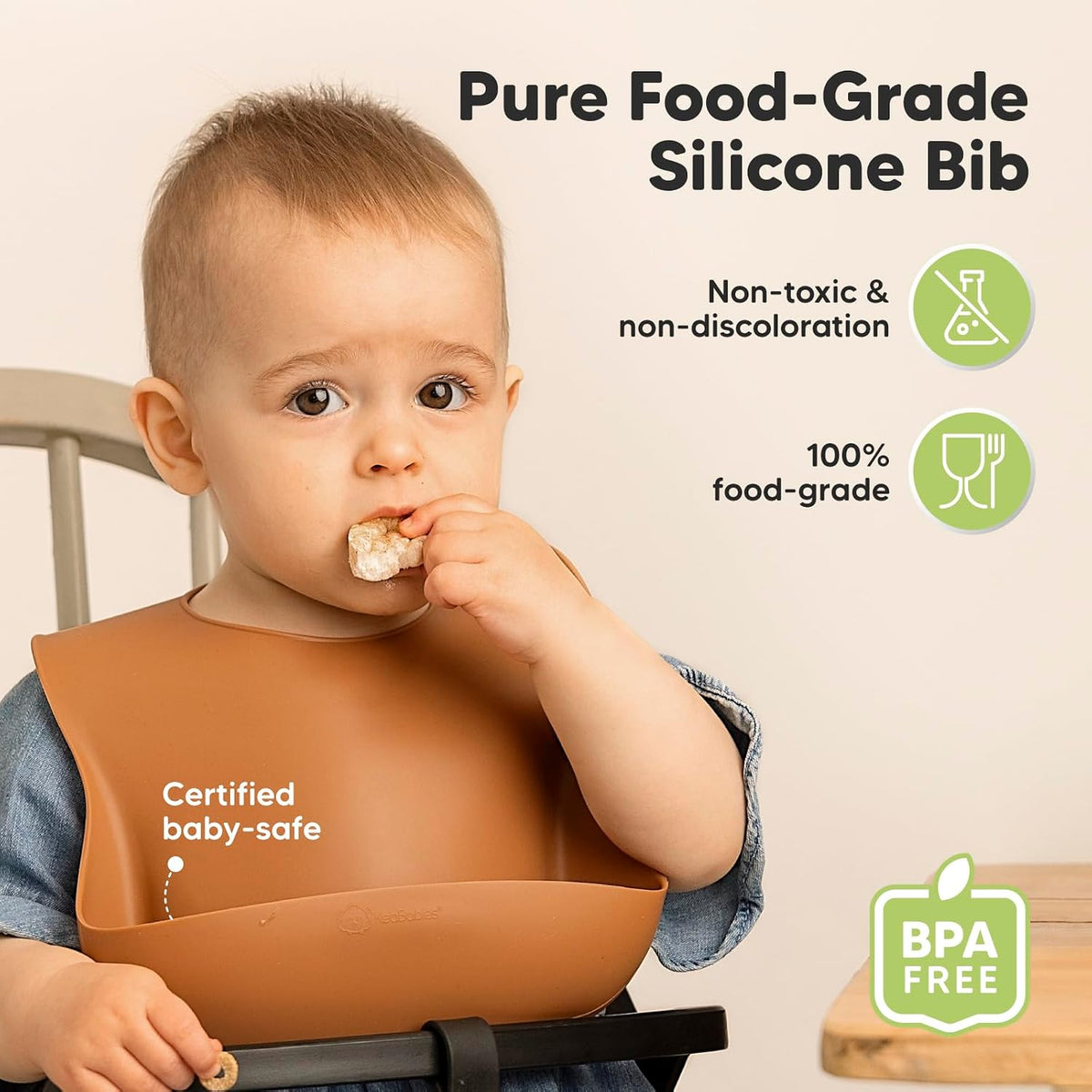 2-Pack Silicone Bibs for Babies, Toddlers Girl, Boy (Slate)