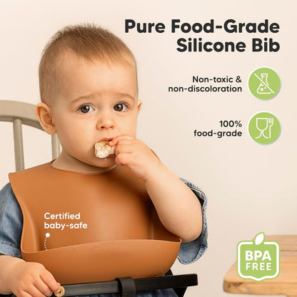 2-Pack Silicone Bibs for Babies, Toddlers Girl, Boy (Slate)