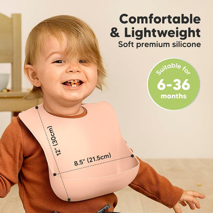 2-Pack Silicone Bibs for Babies, Toddlers Girl, Boy (Slate)