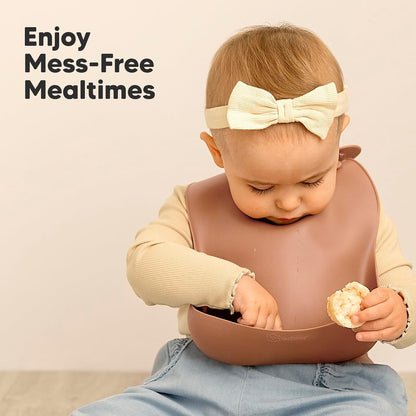 2-Pack Silicone Bibs for Babies, Toddlers Girl, Boy (Slate)
