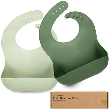 2-Pack Silicone Bibs for Babies, Toddlers Girl, Boy (Slate)