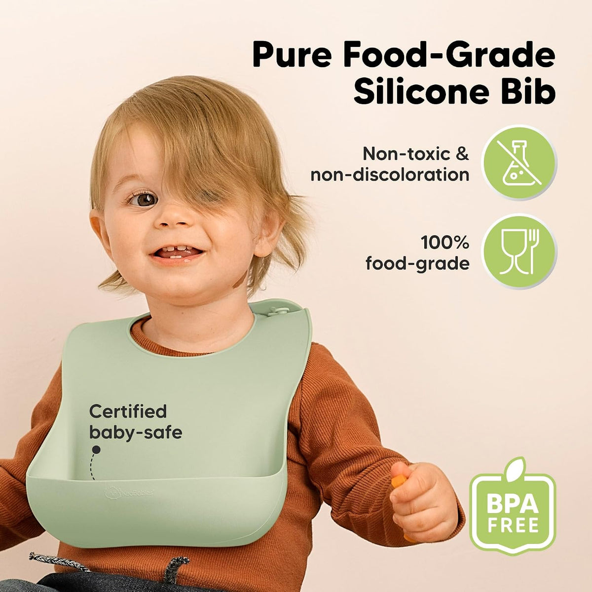 2-Pack Silicone Bibs for Babies, Toddlers Girl, Boy (Slate)