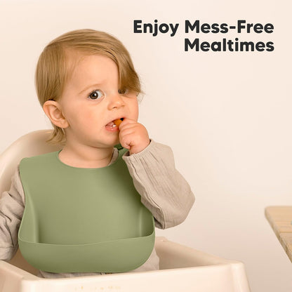 2-Pack Silicone Bibs for Babies, Toddlers Girl, Boy (Slate)