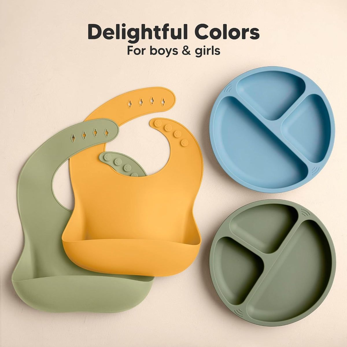 2-Pack Silicone Bibs for Babies, Toddlers Girl, Boy (Slate)