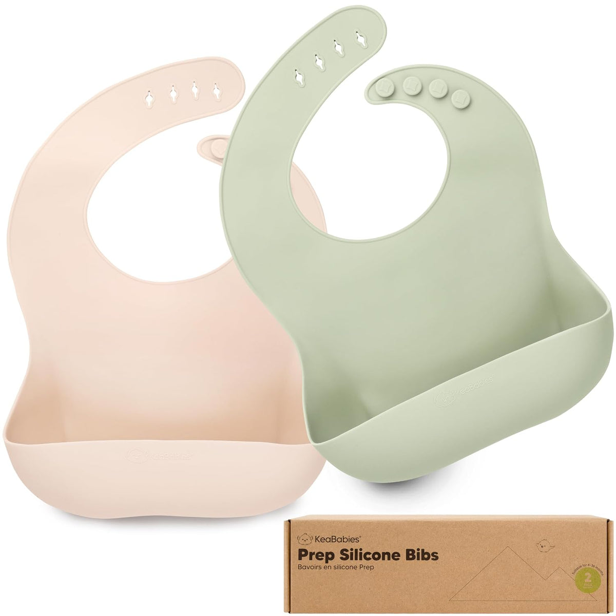 2-Pack Silicone Bibs for Babies, Toddlers Girl, Boy (Slate)