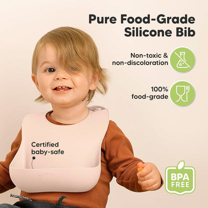 2-Pack Silicone Bibs for Babies, Toddlers Girl, Boy (Slate)