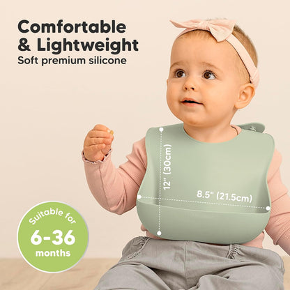 2-Pack Silicone Bibs for Babies, Toddlers Girl, Boy (Slate)