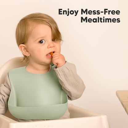 2-Pack Silicone Bibs for Babies, Toddlers Girl, Boy (Slate)