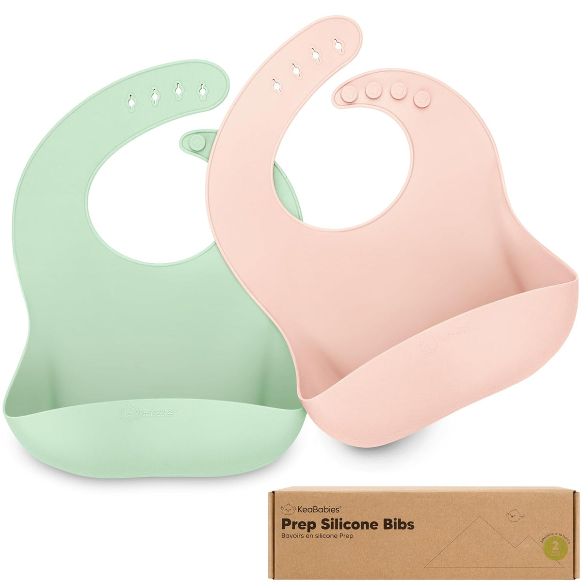 2-Pack Silicone Bibs for Babies, Toddlers Girl, Boy (Slate)