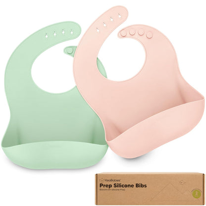 2-Pack Silicone Bibs for Babies, Toddlers Girl, Boy (Slate)
