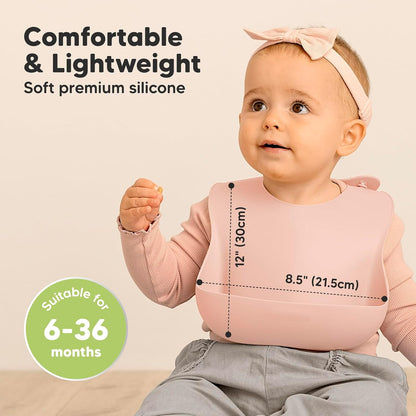 2-Pack Silicone Bibs for Babies, Toddlers Girl, Boy (Slate)