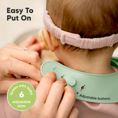 2-Pack Silicone Bibs for Babies, Toddlers Girl, Boy (Slate)